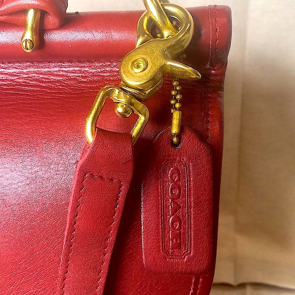 Vintage COACH WILLIS Red Glove Tanned Top Handle Crossbody Bag 9927 USA COA - Picture 15 of 17